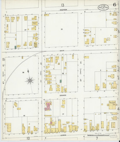 Sanborn Fire Insurance Map from Palatka, Putnam County, Florida (1903), Sheet #0006 - Historic Sanborn Fire Insurance Map Print, vintage old map wall art, antique decor, genealogy gift, Florida Florida map