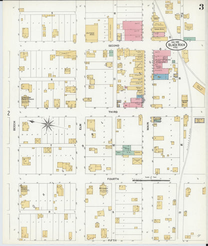 Sanborn Fire Insurance Map from Black Rock, Lawrence County, Arkansas (1908), Sheet #0003 - Complete Map Set gallery image, historic Sanborn map, vintage wall art, Arkansas Arkansas