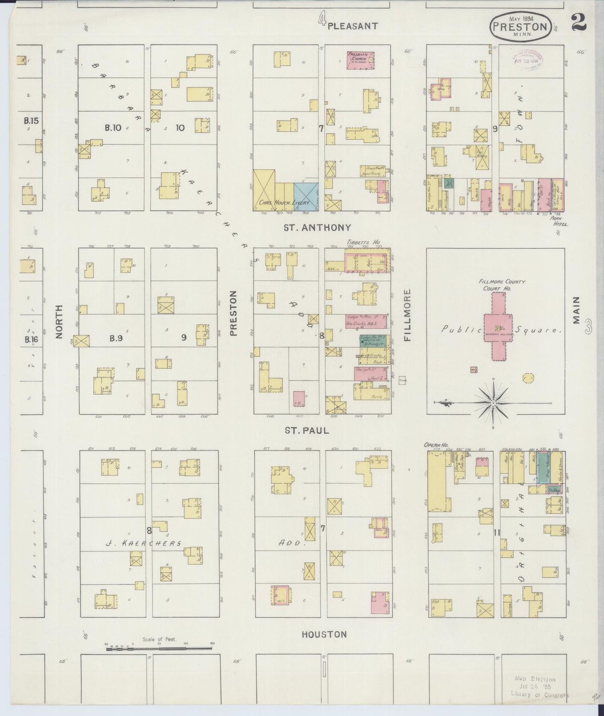 Sanborn Fire Insurance Map from Preston, Fillmore County, Minnesota (1894), Sheet #0002 - Complete Map Set gallery image, historic Sanborn map, vintage wall art, Minnesota Minnesota