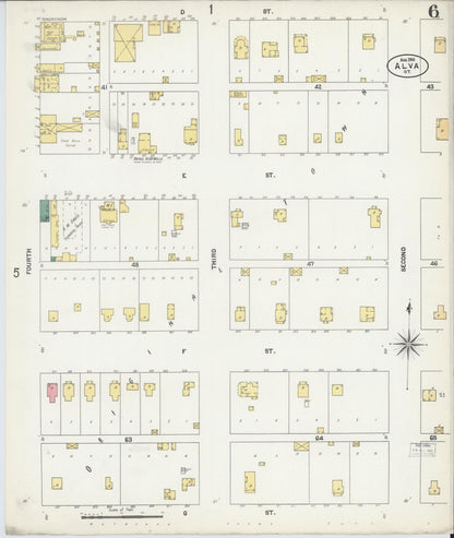 Sanborn Fire Insurance Map from Alva, Woods County, Oklahoma (1901), Sheet #0006 - Complete Map Set gallery image, historic Sanborn map, vintage wall art, Oklahoma Oklahoma