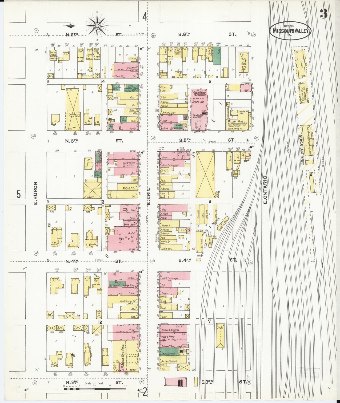 Sanborn Fire Insurance Map from Missouri Valley, Harrison County, Iowa (1901), Sheet #0003 - Historic Sanborn Fire Insurance Map Print, vintage old map wall art, antique decor, genealogy gift, Missouri Missouri map