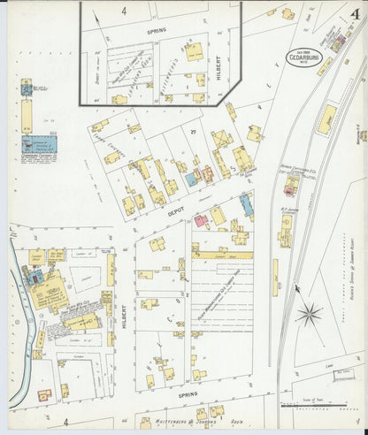 Sanborn Fire Insurance Map from Cedarburg, Ozaukee County, Wisconsin (1900), Sheet #0004 - Complete Map Set gallery image, historic Sanborn map, vintage wall art, Wisconsin Wisconsin