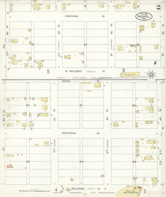 Sanborn Fire Insurance Map from Kalispell, Flathead County, Montana (1903), Sheet #0002 - Historic Sanborn Fire Insurance Map Print, vintage old map wall art, antique decor, genealogy gift, Montana Montana map