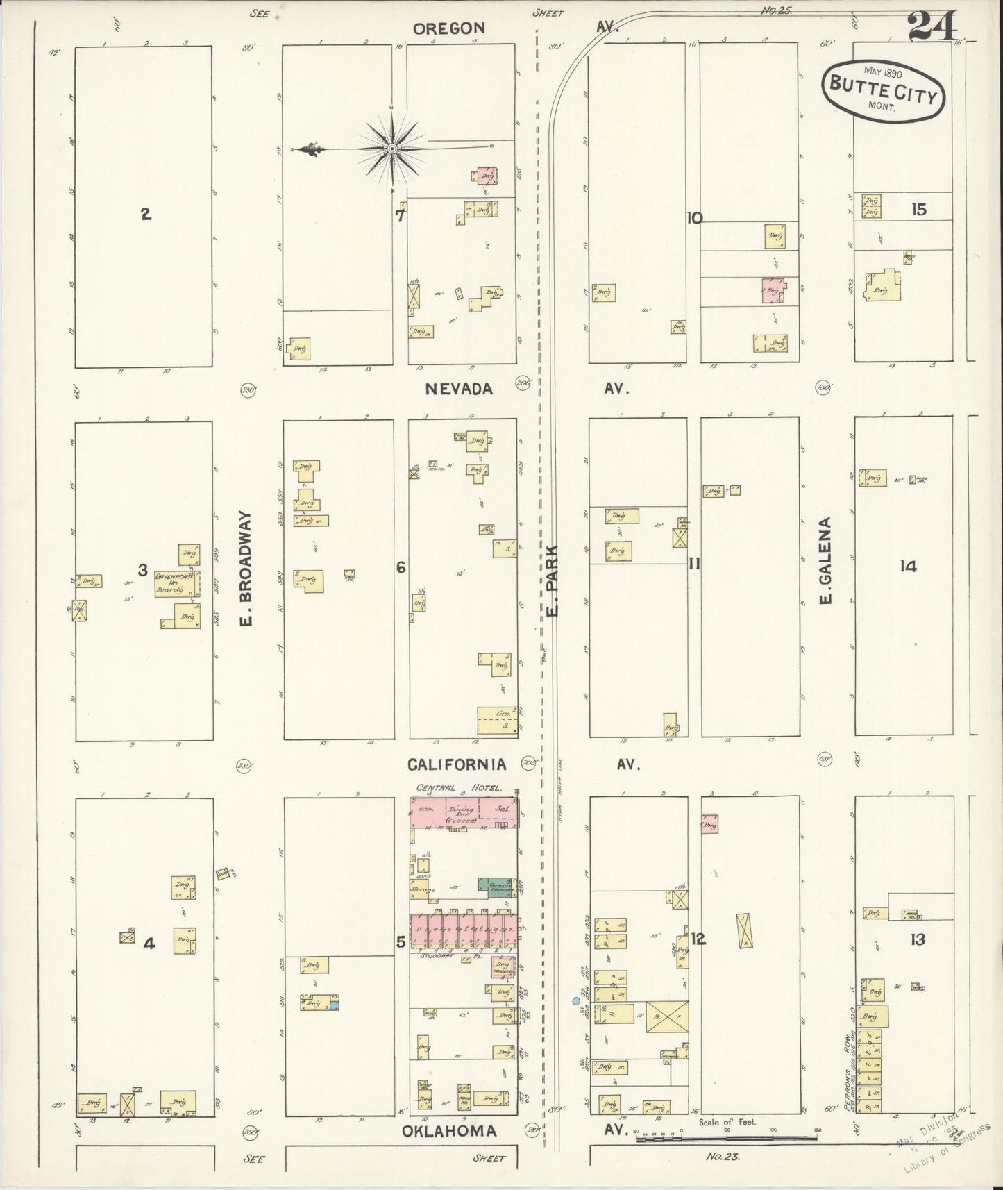 Sanborn Fire Insurance Map from Butte, Silver Bow County, Montana (1890), Sheet #0024 - Complete Map Set gallery image, historic Sanborn map, vintage wall art, Montana Montana