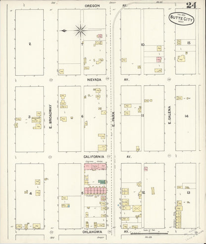 Sanborn Fire Insurance Map from Butte, Silver Bow County, Montana (1890), Sheet #0024 - Complete Map Set gallery image, historic Sanborn map, vintage wall art, Montana Montana