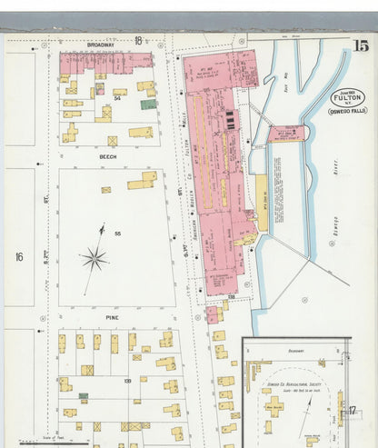 Sanborn Fire Insurance Map from Fulton, Oswego County, New York (1901), Sheet #0015 - Complete Map Set gallery image, historic Sanborn map, vintage wall art, New York New York