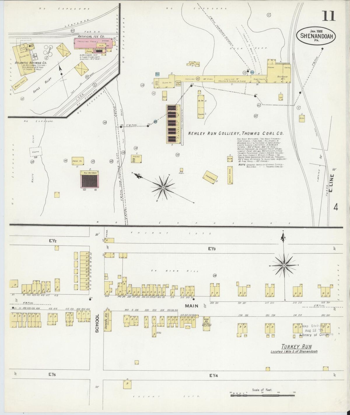 Sanborn Fire Insurance Map from Shenandoah, Schuylkill County, Pennsylvania (1908), Sheet #0011 - Historic Sanborn Fire Insurance Map Print, vintage old map wall art, antique decor, genealogy gift, Pennsylvania Pennsylvania map