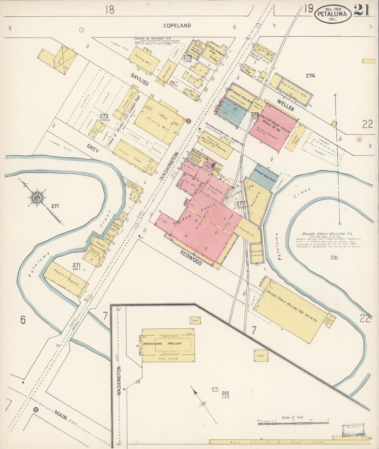 Sanborn Fire Insurance Map from Petaluma, Sonoma County, California (1910), Sheet #0021 - Complete Map Set gallery image, historic Sanborn map, vintage wall art, California California