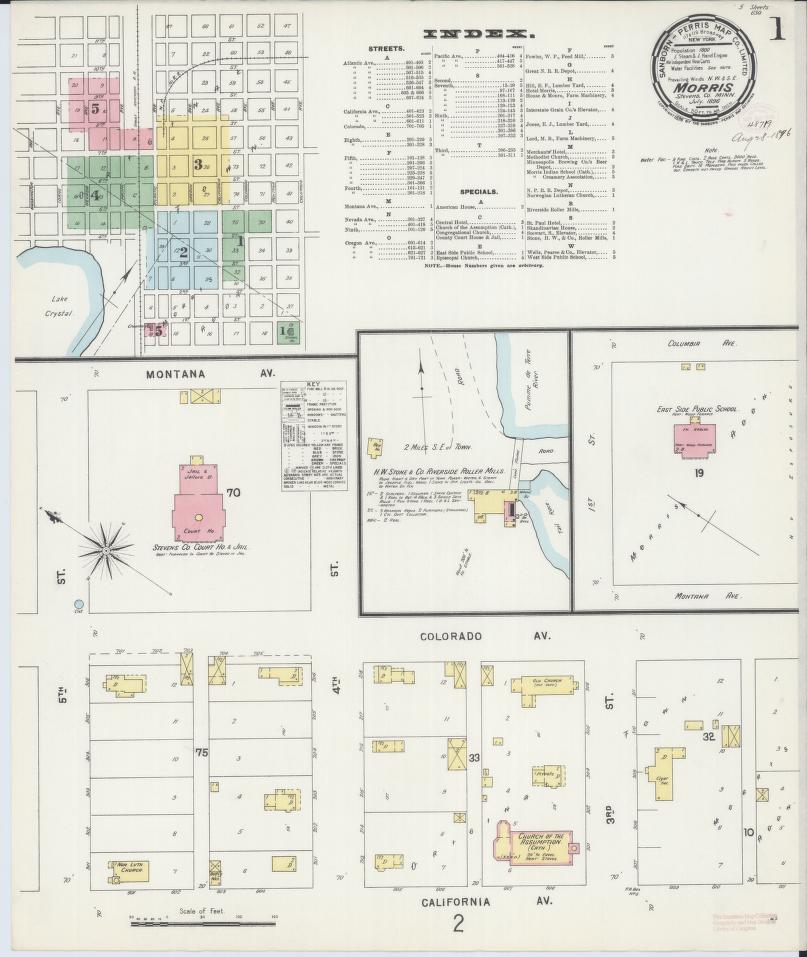 Sanborn Fire Insurance Map from Morris, Stevens County, Minnesota. (1896) – Map View