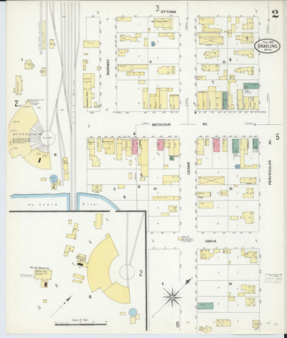 Sanborn Fire Insurance Map from Grayling, Crawford County, Michigan (1909), Sheet #0002 - Complete Map Set gallery image, historic Sanborn map, vintage wall art, Michigan Michigan