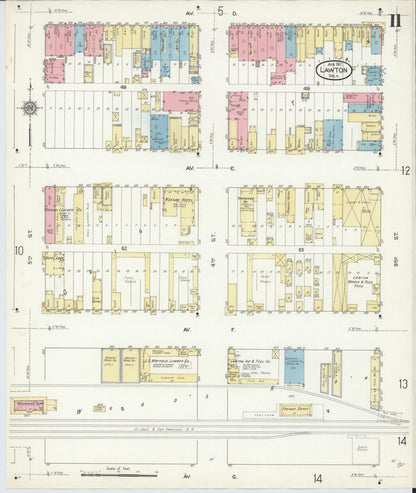 Sanborn Fire Insurance Map from Lawton, Comanche County, Oklahoma (1912), Sheet #0011 - Complete Map Set gallery image, historic Sanborn map, vintage wall art, Oklahoma Oklahoma