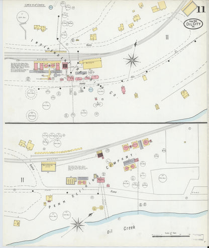 Sanborn Fire Insurance Map from Oil City, Venango County, Pennsylvania (1901), Sheet #0011 - Historic Sanborn Fire Insurance Map Print, vintage old map wall art, antique decor, genealogy gift, Pennsylvania Pennsylvania map