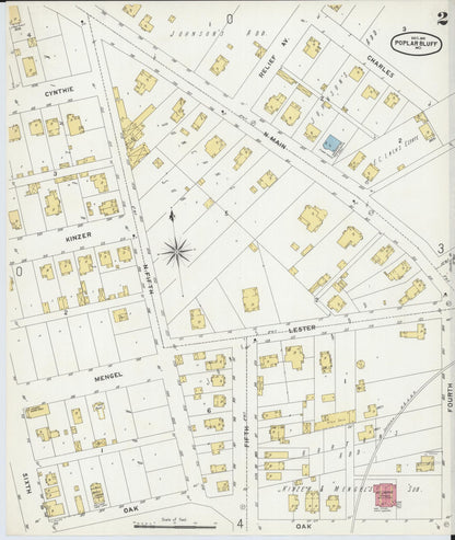 Sanborn Fire Insurance Map from Poplar Bluff, Butler County, Missouri (1901), Sheet #0002 - Complete Map Set gallery image, historic Sanborn map, vintage wall art, Missouri Missouri