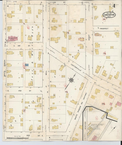 Sanborn Fire Insurance Map from Constantine, Saint Joseph County, Michigan (1932), Sheet #0004 - Complete Map Set gallery image, historic Sanborn map, vintage wall art, Michigan Michigan