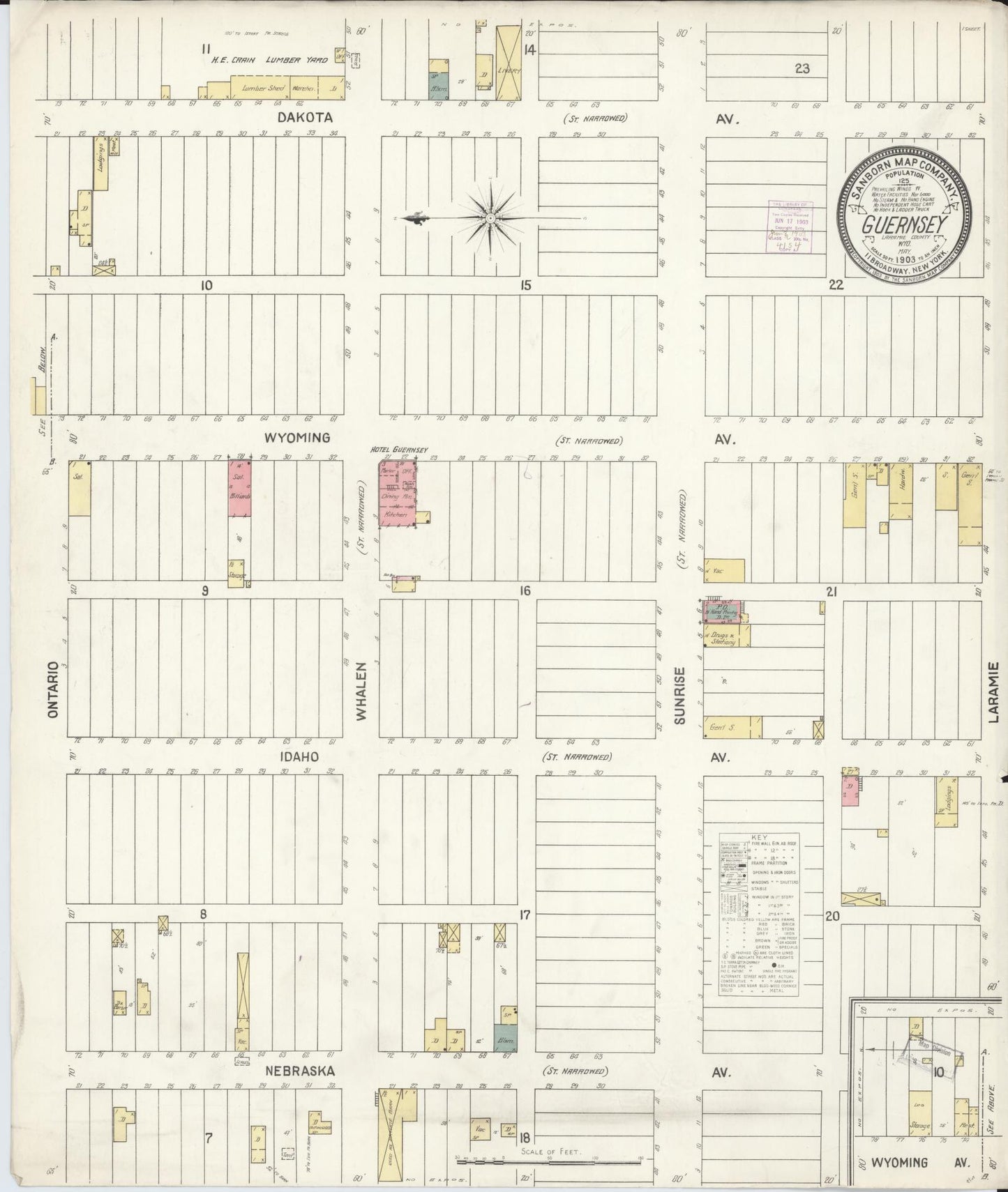 Sanborn Fire Insurance Map from Guernsey, Platte County, Wyoming. (1903) – Historic Sanborn Fire Insurance Map Print