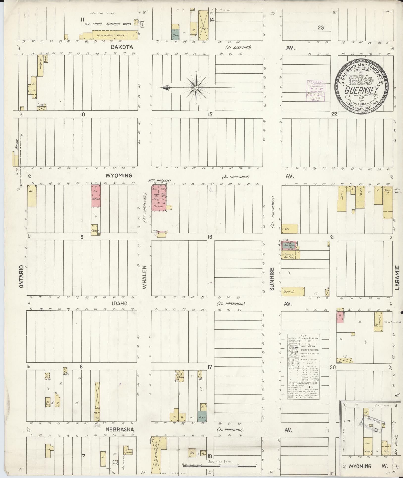 Sanborn Fire Insurance Map from Guernsey, Platte County, Wyoming. (1903) – Historic Sanborn Fire Insurance Map Print