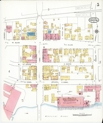Sanborn Fire Insurance Map from Winooski, Chittenden County, Vermont (1919), Sheet #0005 - Complete Map Set gallery image, historic Sanborn map, vintage wall art, Vermont Vermont
