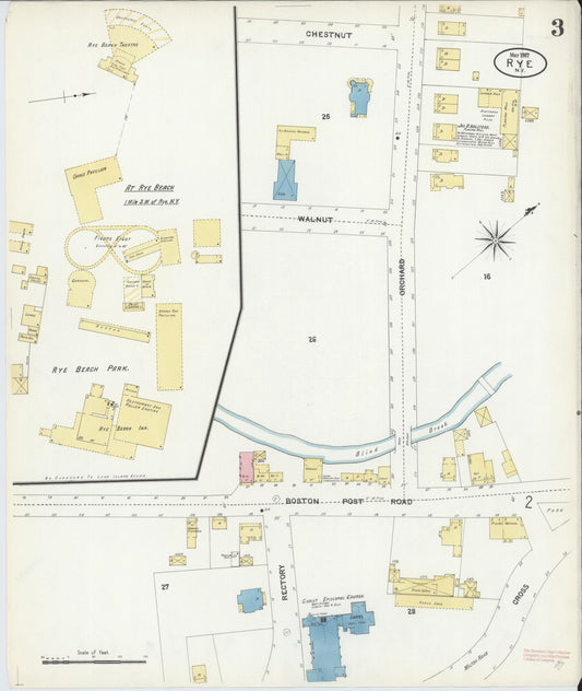 Sanborn Fire Insurance Map from Rye, Westchester County, New York (1907), Sheet #0003 - Historic Sanborn Fire Insurance Map Print, vintage old map wall art, antique decor, genealogy gift, New York New York map