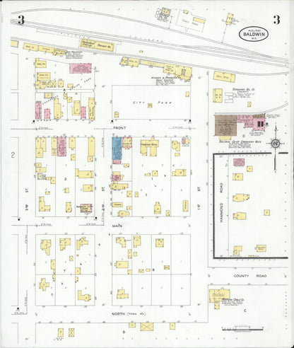 Sanborn Fire Insurance Map from Baldwin, St. Croix County, Wisconsin (1930), Sheet #0003 - Complete Map Set gallery image, historic Sanborn map, vintage wall art, Wisconsin Wisconsin