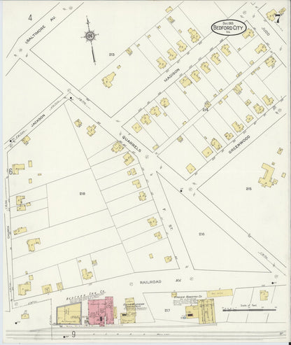 Sanborn Fire Insurance Map from Bedford, Independent Cities, Virginia (1913), Sheet #0007 - Historic Sanborn Fire Insurance Map Print, vintage old map wall art, antique decor, genealogy gift, Virginia Virginia map