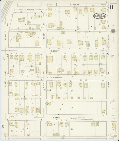 Sanborn Fire Insurance Map from Paragould, Greene County, Arkansas (1914), Sheet #0011 - Complete Map Set gallery image, historic Sanborn map, vintage wall art, Arkansas Arkansas