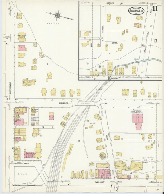 Sanborn Fire Insurance Map from Sharpsville, Mercer County, Pennsylvania (1912), Sheet #0011 - Historic Sanborn Fire Insurance Map Print, vintage old map wall art, antique decor, genealogy gift, Pennsylvania Pennsylvania map