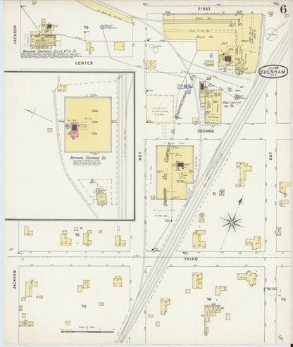 Sanborn Fire Insurance Map from Brenham, Washington County, Texas (1896), Sheet #0006 - Historic Sanborn Fire Insurance Map Print, vintage old map wall art, antique decor, genealogy gift, Texas Texas map