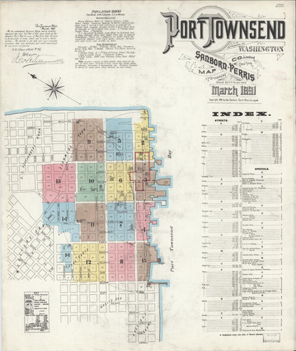 Sanborn Fire Insurance Map from Port Townsend, Jefferson County, Washington (1891), Sheet #0001 - Complete Map Set gallery image, historic Sanborn map, vintage wall art, Washington Washington