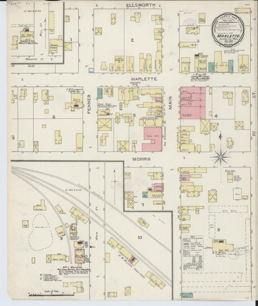 Sanborn Fire Insurance Map from Marlette, Sanilac County, Michigan (1893), Sheet #0001 - Historic Sanborn Fire Insurance Map Print, vintage old map wall art, antique decor, genealogy gift, Michigan Michigan map