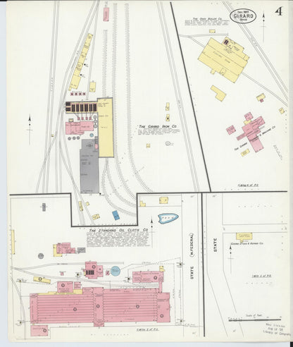 Sanborn Fire Insurance Map from Girard, Trumbull County, Ohio (1907), Sheet #0004 - Historic Sanborn Fire Insurance Map Print, vintage old map wall art, antique decor, genealogy gift, Ohio Ohio map