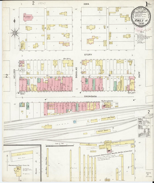 Sanborn Fire Insurance Map from Ames, Story County, Iowa (1896), Sheet #0001 - Historic Sanborn Fire Insurance Map Print