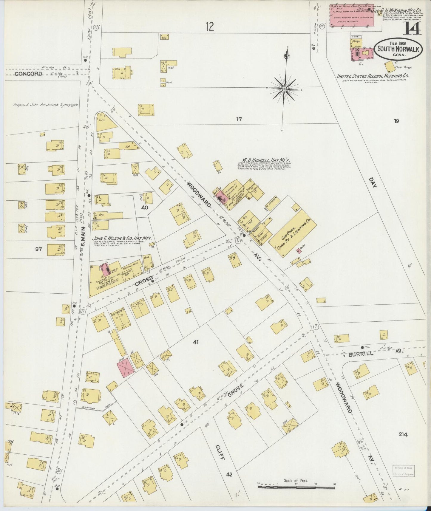 Sanborn Fire Insurance Map from South Norwalk, Fairfield County, Connecticut (1906), Sheet #0014 - Complete Map Set gallery image, historic Sanborn map, vintage wall art, Connecticut Connecticut