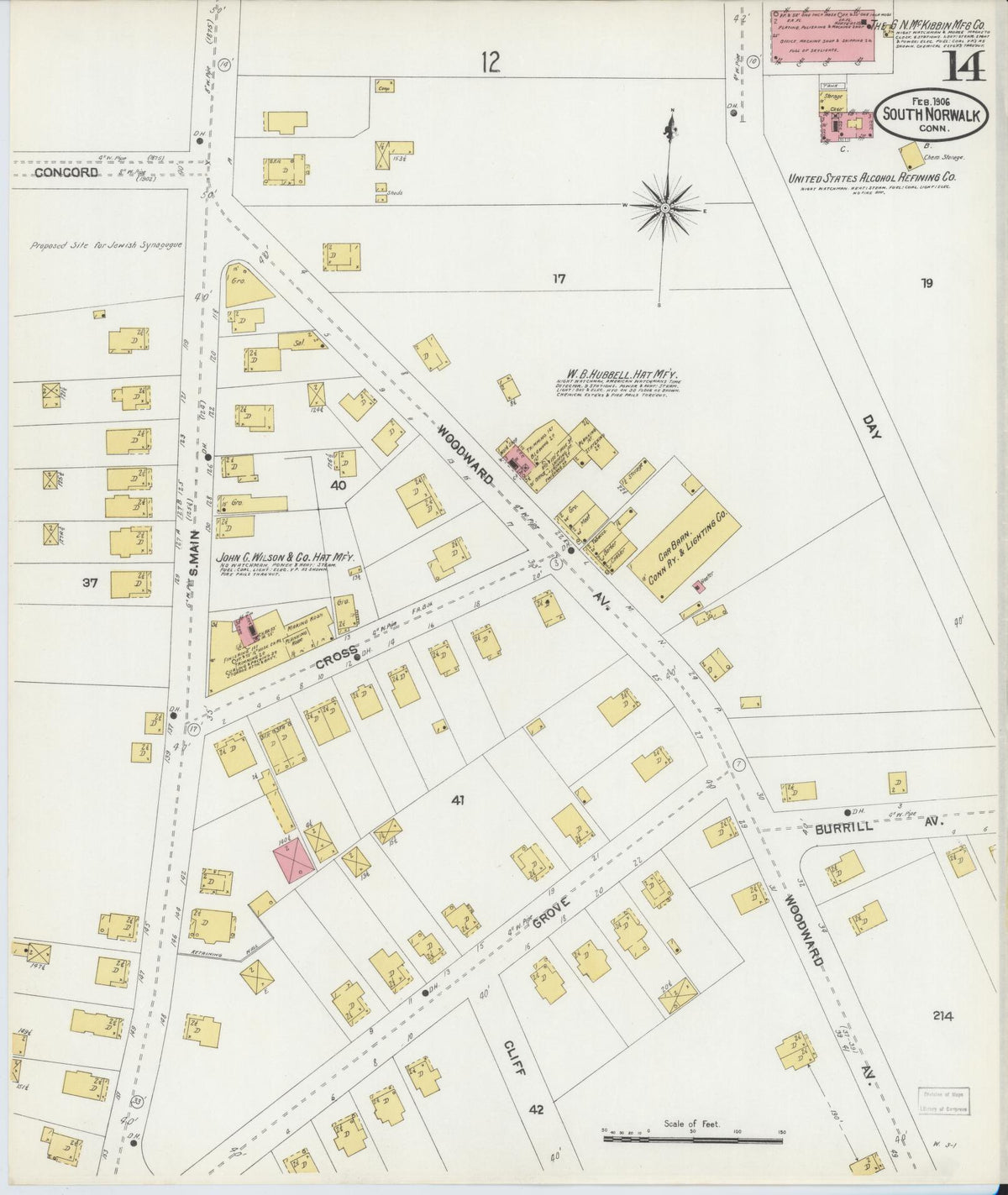 Sanborn Fire Insurance Map from South Norwalk, Fairfield County, Connecticut (1906), Sheet #0014 - Complete Map Set gallery image, historic Sanborn map, vintage wall art, Connecticut Connecticut