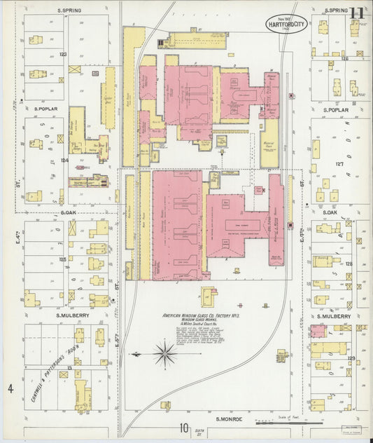Sanborn Fire Insurance Map from Hartford City, Blackford County, Indiana (1901), Sheet #0011 - Historic Sanborn Fire Insurance Map Print, vintage old map wall art, antique decor, genealogy gift, Indiana Indiana map