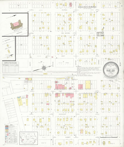 Sanborn Fire Insurance Map from Shelby, Shelby County, Iowa (1935), Sheet #0001 - Historic Sanborn Fire Insurance Map Print, vintage old map wall art
