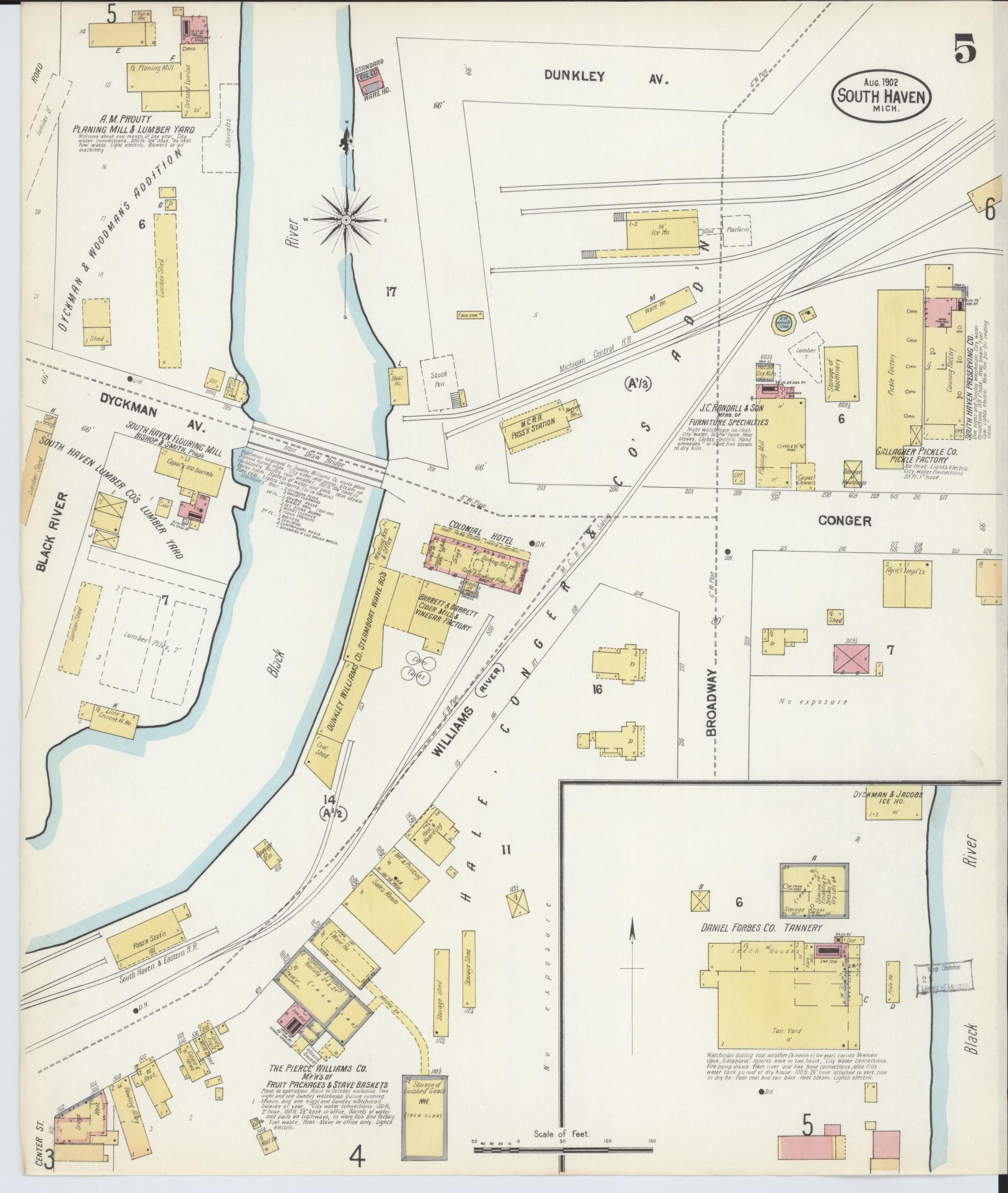 Sanborn Fire Insurance Map from South Haven, Van Buren County, Michigan (1902), Sheet #0005 - Complete Map Set gallery image, historic Sanborn map, vintage wall art, Michigan Michigan