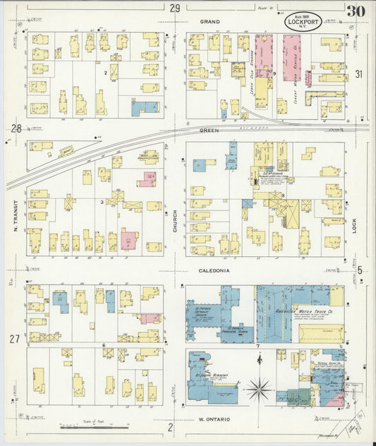 Sanborn Fire Insurance Map from Lockport, Niagara County, New York (1909), Sheet #0030 - Historic Sanborn Fire Insurance Map Print, vintage old map wall art, antique decor, genealogy gift, New York New York map