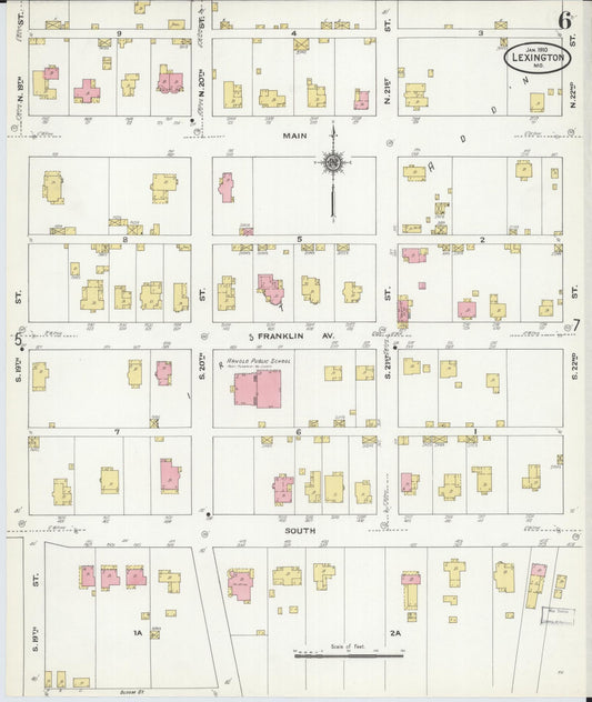 Sanborn Fire Insurance Map from Lexington, Lafayette County, Missouri (1910), Sheet #0006 - Historic Sanborn Fire Insurance Map Print, vintage old map wall art, antique decor, genealogy gift, Missouri Missouri map