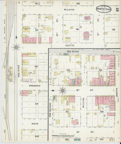 Sanborn Fire Insurance Map from Hempstead, Waller County, Texas (1891), Sheet #0002 - Complete Map Set gallery image, historic Sanborn map, vintage wall art, Texas Texas