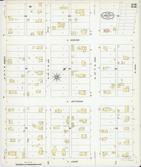 Sanborn Fire Insurance Map from Lake City, Wabasha County, Minnesota (1909), Sheet #0012 - Historic Sanborn Fire Insurance Map Print, vintage old map wall art, antique decor, genealogy gift, Minnesota Minnesota map