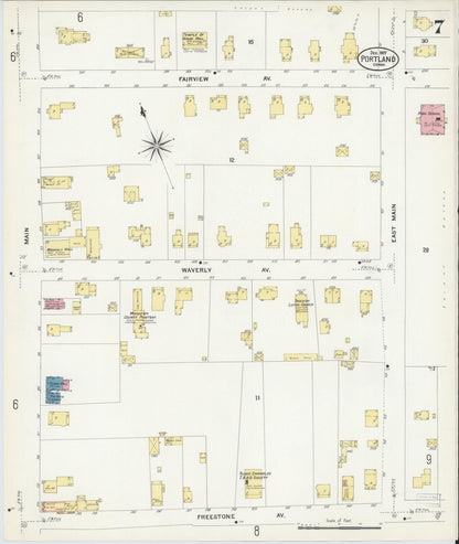 Sanborn Fire Insurance Map from Portland, Middlesex County, Connecticut (1907), Sheet #0007 - Complete Map Set gallery image, historic Sanborn map, vintage wall art, Connecticut Connecticut