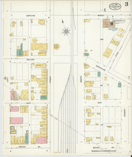 Sanborn Fire Insurance Map from Yoakum, De Witt And Lavaca Counties, Texas (1904), Sheet #0003 - Historic Sanborn Fire Insurance Map Print, vintage old map wall art, antique decor, genealogy gift, Texas Texas map