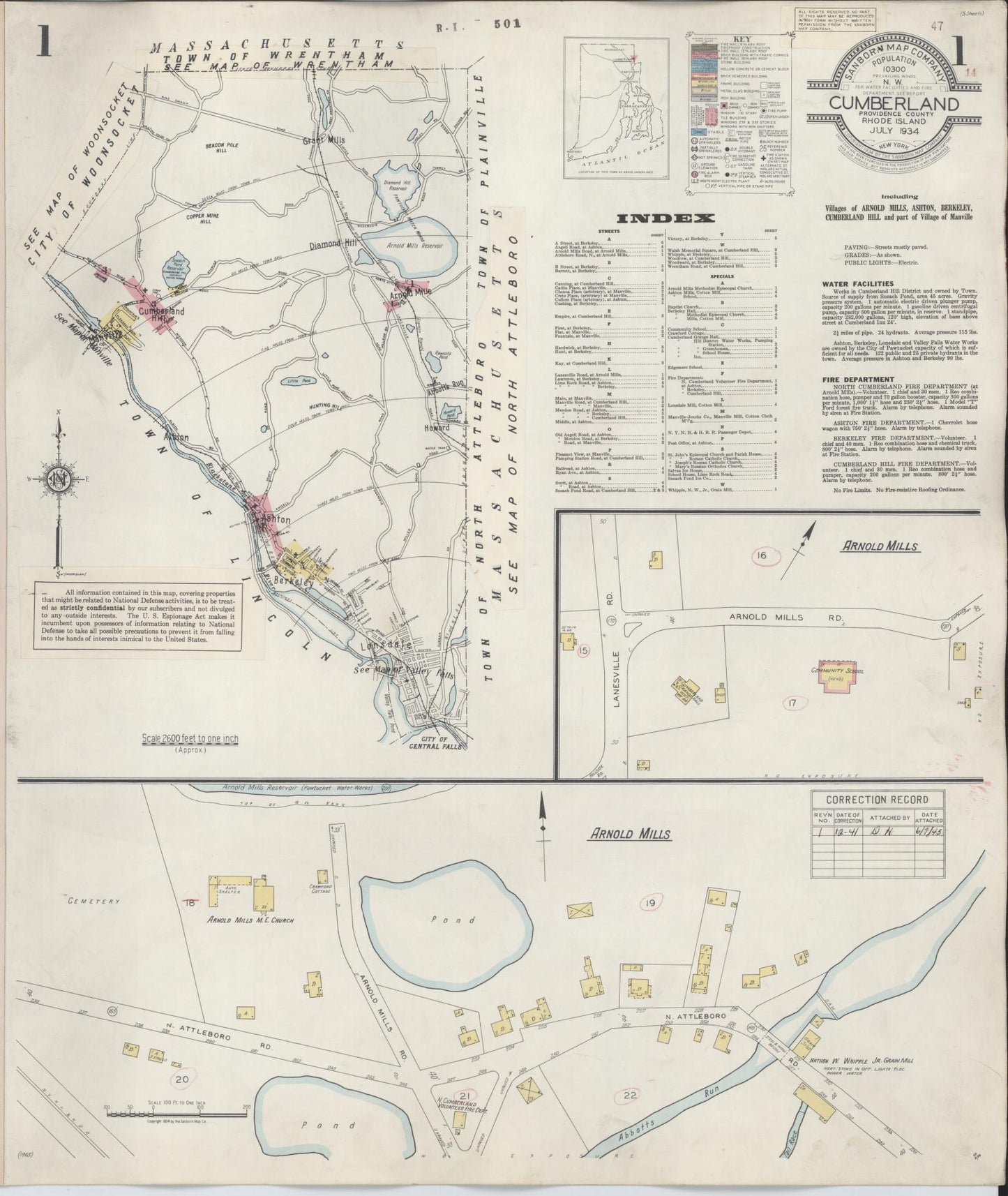 Sanborn Fire Insurance Map from Cumberland, Providence County, Rhode Island. (1941) – Historic Sanborn Fire Insurance Map Print