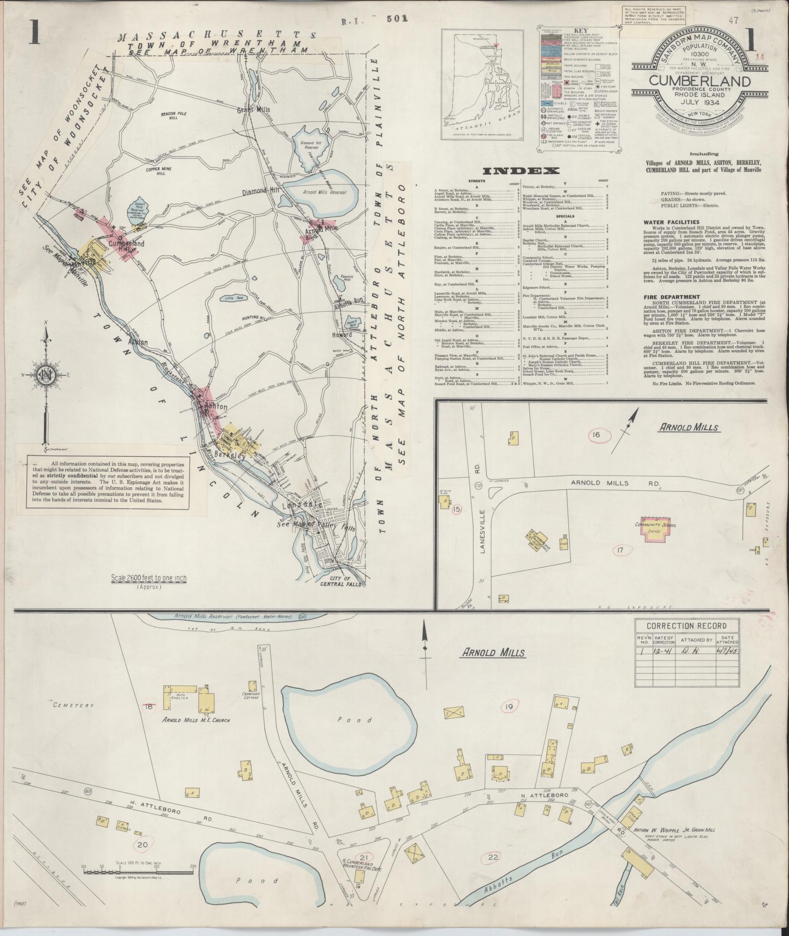 Sanborn Fire Insurance Map from Cumberland, Providence County, Rhode Island. (1941) – Historic Sanborn Fire Insurance Map Print