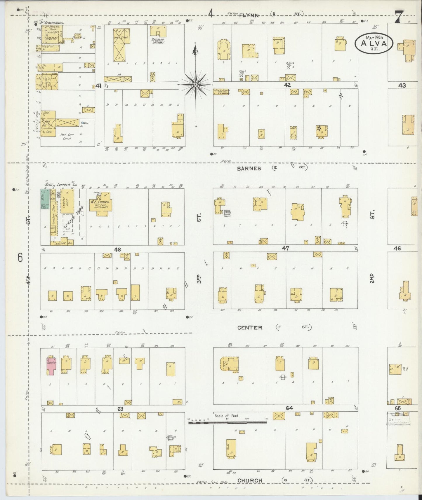 Sanborn Fire Insurance Map from Alva, Woods County, Oklahoma (1905), Sheet #0007 - Complete Map Set gallery image, historic Sanborn map, vintage wall art, Oklahoma Oklahoma
