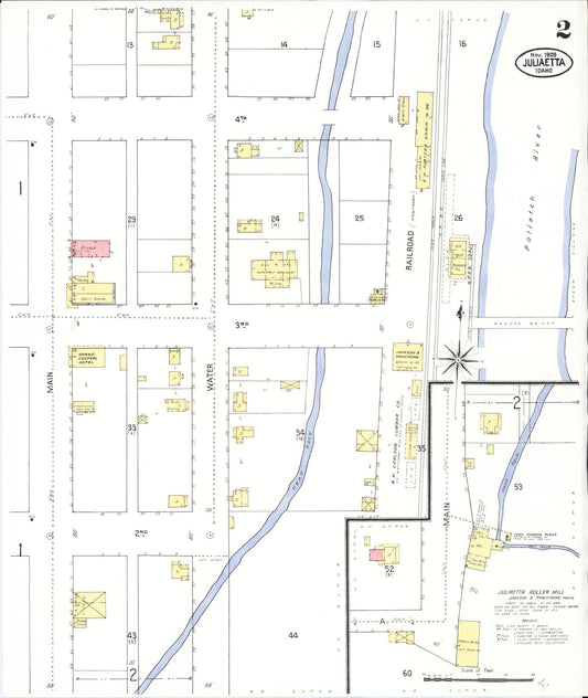 Sanborn Fire Insurance Map from Juliaetta, Latah County, Idaho (1909), Sheet #0002 - Historic Sanborn Fire Insurance Map Print, vintage old map wall art, antique decor, genealogy gift, Idaho Idaho map