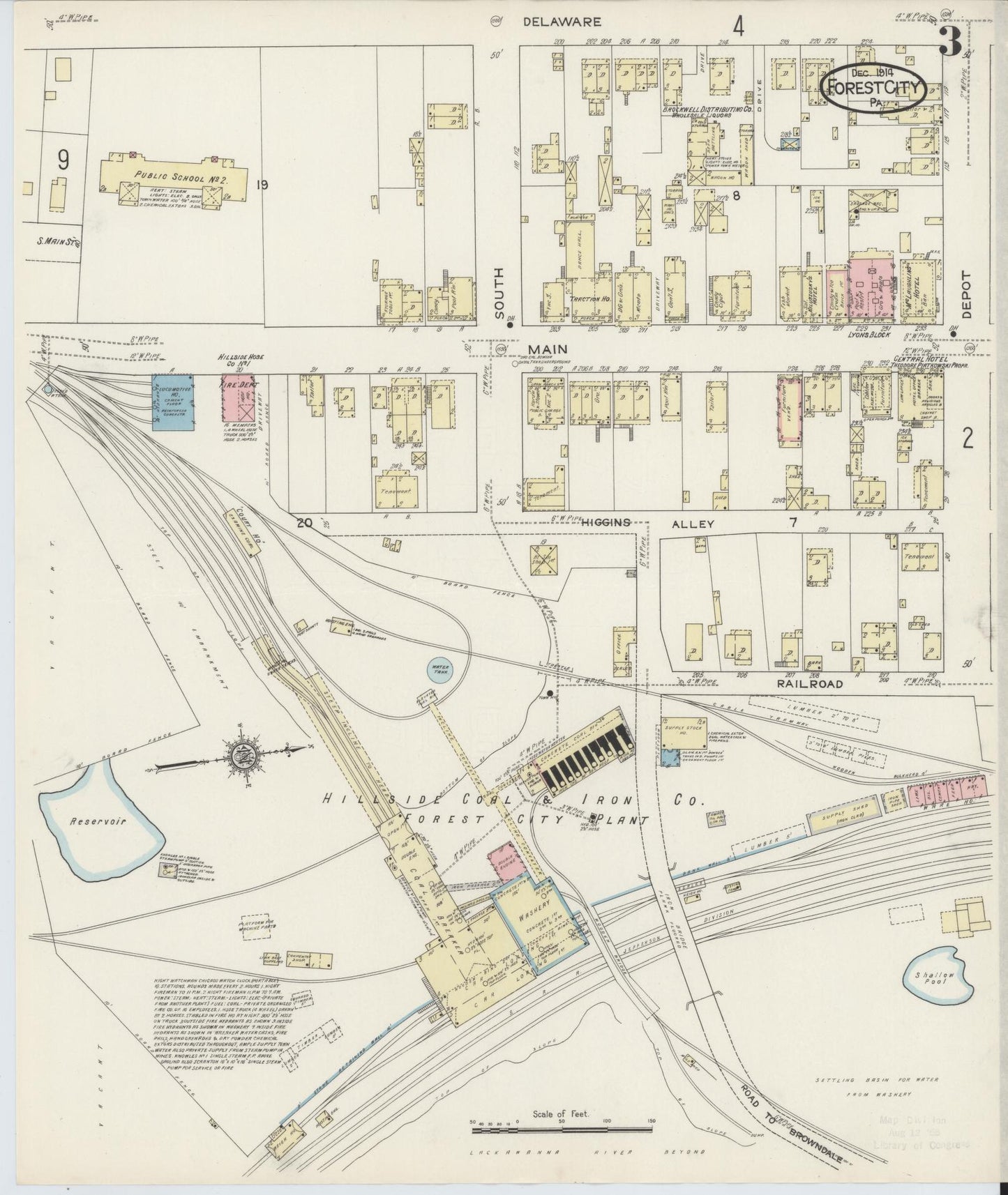 Sanborn Fire Insurance Map from Forest City, Susquehanna County, Pennsylvania (1914), Sheet #0003 - Historic Sanborn Fire Insurance Map Print, vintage old map wall art, antique decor, genealogy gift, Pennsylvania Pennsylvania map