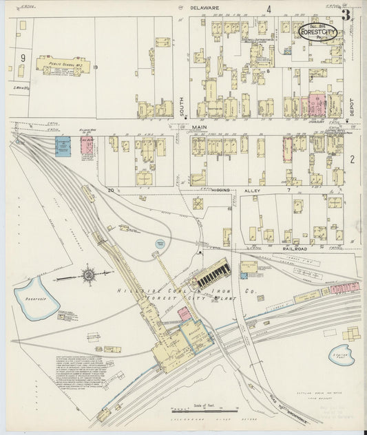 Sanborn Fire Insurance Map from Forest City, Susquehanna County, Pennsylvania (1914), Sheet #0003 - Historic Sanborn Fire Insurance Map Print, vintage old map wall art, antique decor, genealogy gift, Pennsylvania Pennsylvania map