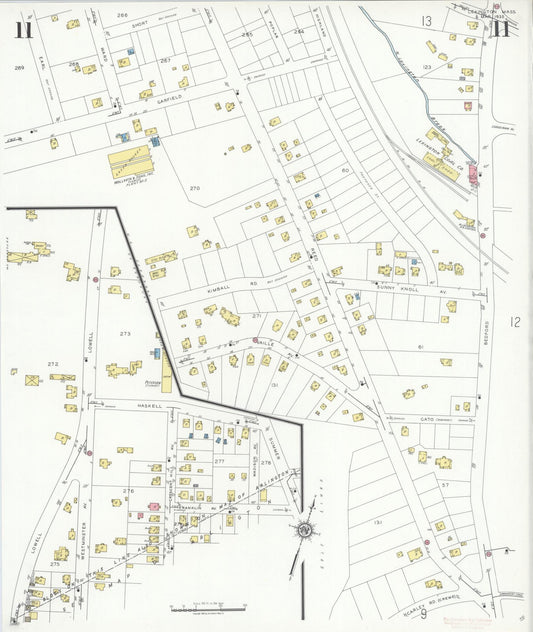 Sanborn Fire Insurance Map from Lexington, Middlesex County, Massachusetts (1935), Sheet #0011 - Historic Sanborn Fire Insurance Map Print, vintage old map wall art, antique decor, genealogy gift, Massachusetts Massachusetts map