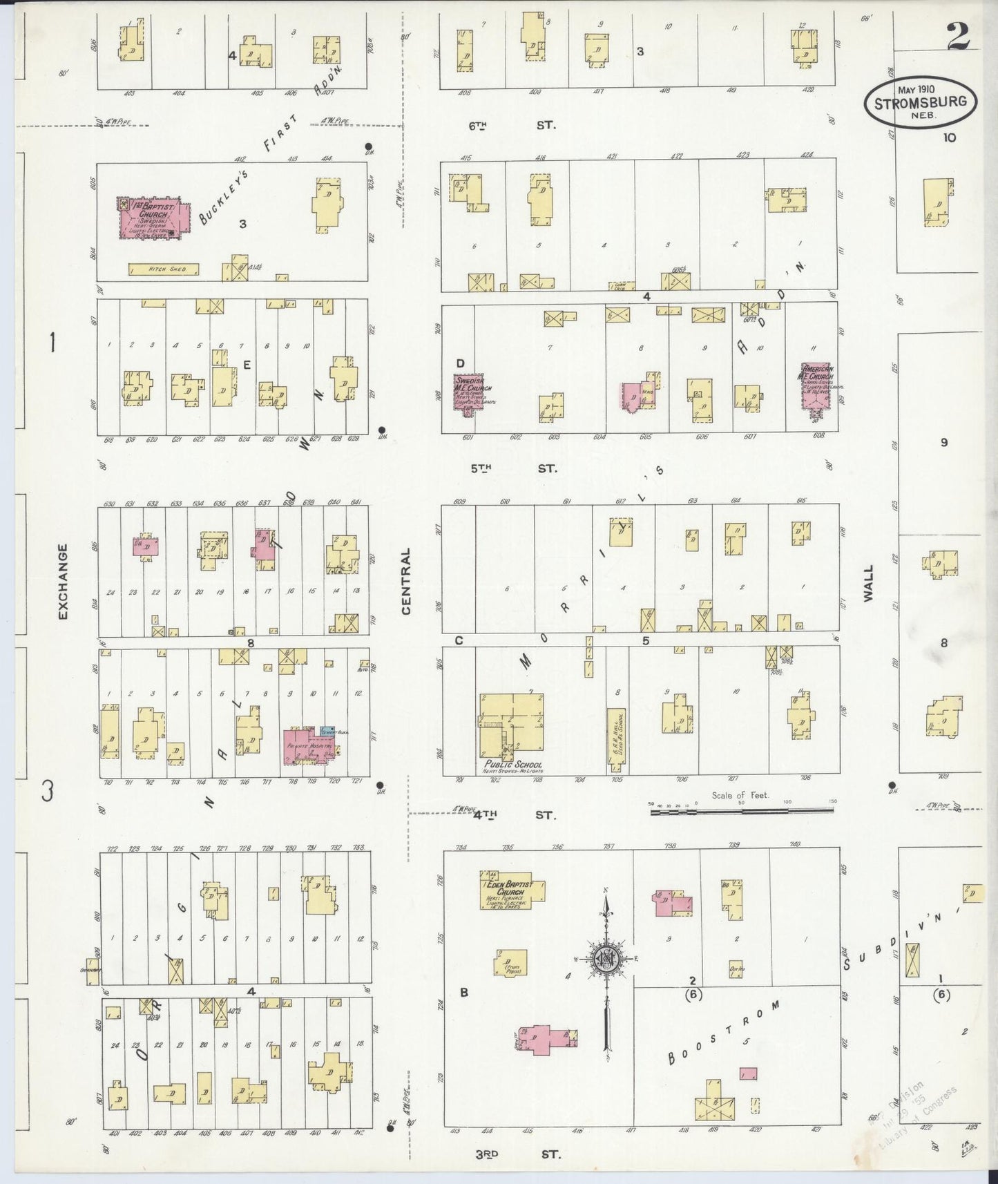 Sanborn Fire Insurance Map from Stromsburg, Polk County, Nebraska (1910), Sheet #0002 - Historic Sanborn Fire Insurance Map Print, vintage old map wall art, antique decor, genealogy gift, Nebraska Nebraska map
